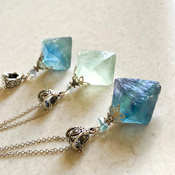 Blue sales fluorite necklace