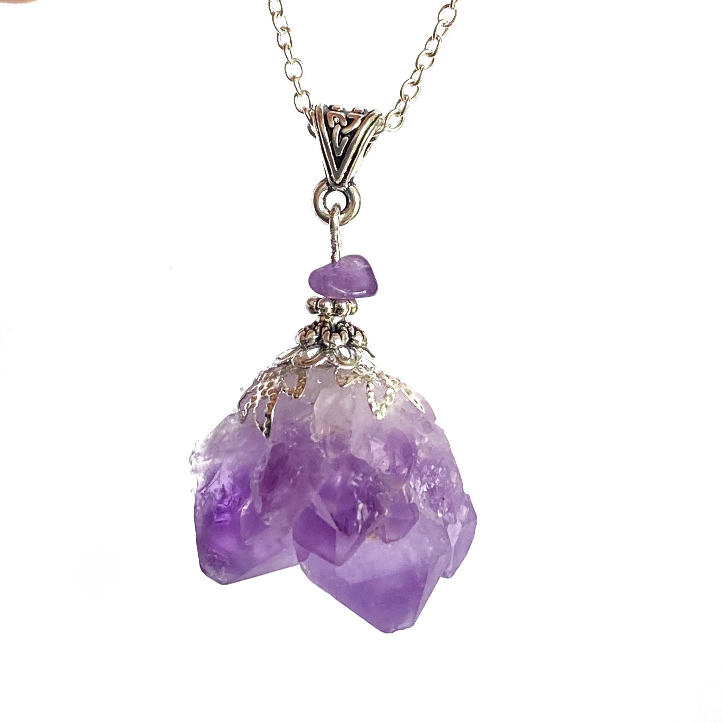 Amethyst crystal gold pendant with black patina ref 12128
