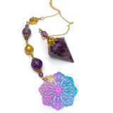 Auralite 23 Pendulum with Electroplated Rainbow Mandala