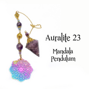 Auralite 23 Pendulum with Electroplated Rainbow Mandala