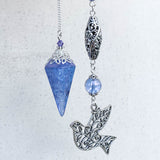 Tanzanite Aura Quartz Pendulum with Dove