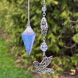 Tanzanite Aura Quartz Pendulum with Dove