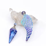 Tanzanite Aura Quartz Pendulum with Electroplated Wing