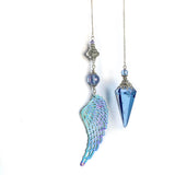 Tanzanite Aura Quartz Pendulum with Electroplated Wing