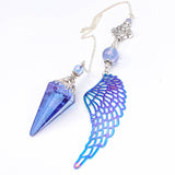 Tanzanite Aura Quartz Pendulum with Electroplated Wing