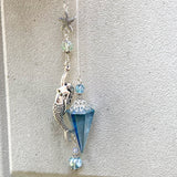 Aqua Aura Quartz Pendulum with Angel Wing or Mermaid