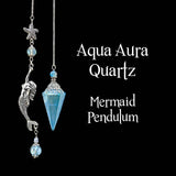 Aqua Aura Quartz Pendulum with Angel Wing or Mermaid