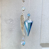 Aqua Aura Quartz Pendulum with Angel Wing or Mermaid