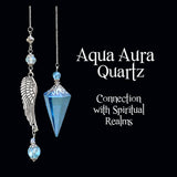 Aqua Aura Quartz Pendulum with Angel Wing or Mermaid