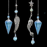 Aqua Aura Quartz Pendulum with Angel Wing or Mermaid