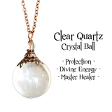 Clear Quartz Crystal Ball Necklace