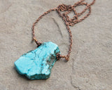 Turquoise Magnesite Flat Slab Nugget Healing Necklace / Color Healing / Throat Chakra