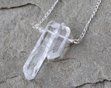 Clear Quartz Crystal Points Bar Necklace