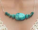 Turquoise Howlite Necklace / Zen Jewelry / Healing Jewelry / Minimalist Necklace / Boho Gypsy Necklace  / Throat Chakra / OOAK