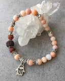 Peach Aventurine Lava Rock Bracelet