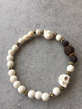 Magnesite Skull Aromatherapy Lava Rock Bracelet