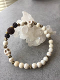 Magnesite Skull Aromatherapy Lava Rock Bracelet