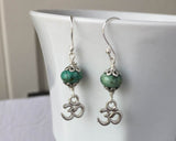 African Turquoise Ohm Healing Protection Earrings