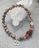 Leopardskin Jasper and Lava Rock Oil Diffuser Aromatherapy Bracelet