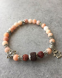 Peach Aventurine Lava Rock Bracelet