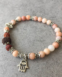 Peach Aventurine Lava Rock Bracelet