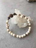 Magnesite Skull Aromatherapy Lava Rock Bracelet