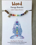 Wood Yoga Mala Bracelet with Chakra Stones