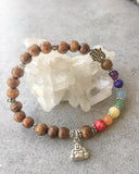 Wood Yoga Mala Bracelet with Chakra Stones