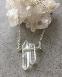 Clear Quartz Crystal Points Bar Necklace