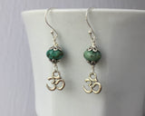 African Turquoise Ohm Healing Protection Earrings