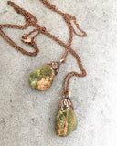 Unakite Copper Electroformed Pendant