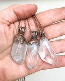 Clear Quartz Crystal Copper Electroformed Pendant