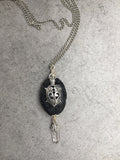 Turtle Earth Energy Volcanic Lava Stone Necklace with Clear Quartz Crystal Point Charm