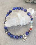 Lapis Lazuli Bracelet with Chakra Stones, 3rd Eye Chakra Mala