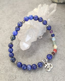 Lapis Lazuli Bracelet with Chakra Stones, 3rd Eye Chakra Mala