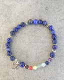 Lapis Lazuli Bracelet with Chakra Stones, 3rd Eye Chakra Mala