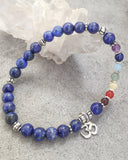 Lapis Lazuli Bracelet with Chakra Stones, 3rd Eye Chakra Mala