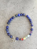 Lapis Lazuli Bracelet with Chakra Stones, 3rd Eye Chakra Mala