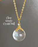 Clear Quartz Crystal Ball Necklace