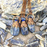 Kyanite and Lapis Lazuli Copper Electroformed Necklace