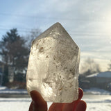 Natural Clear Quartz Generator with Fairy Frost and Rainbows, 550g