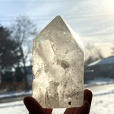 Natural Clear Quartz Generator with Fairy Frost and Rainbows, 550g