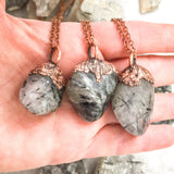 Tourmalinated Quartz Electroformed Necklace  