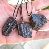 Natural Raw Black Tourmaline Pendant