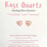 Rose Quartz Heart Earrings, .925 Sterling Silver