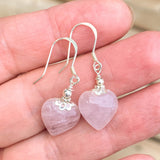 Rose Quartz Heart Earrings, .925 Sterling Silver