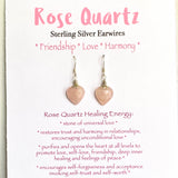 Rose Quartz Heart Earrings, .925 Sterling Silver