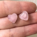 Rose Quartz Heart Earrings, .925 Sterling Silver