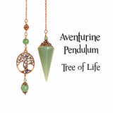 Aventurine Pendulum, Copper Tree of Life