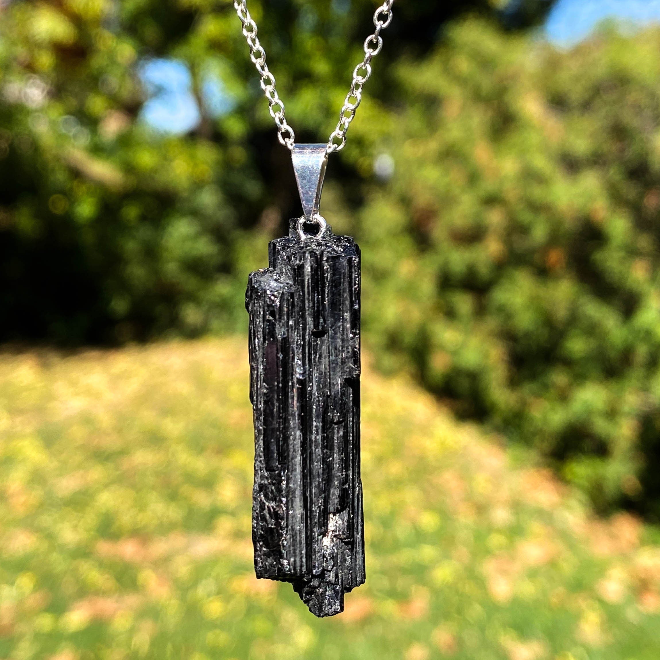 Black Tourmaline Protection Necklace on 18 in chain – wildwitcheryco